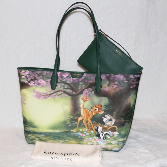 Kate Spade x Disney Bambi Thumper Sutton Tote Bag Purse Handbag Forest Scene - Picture 3 of 8